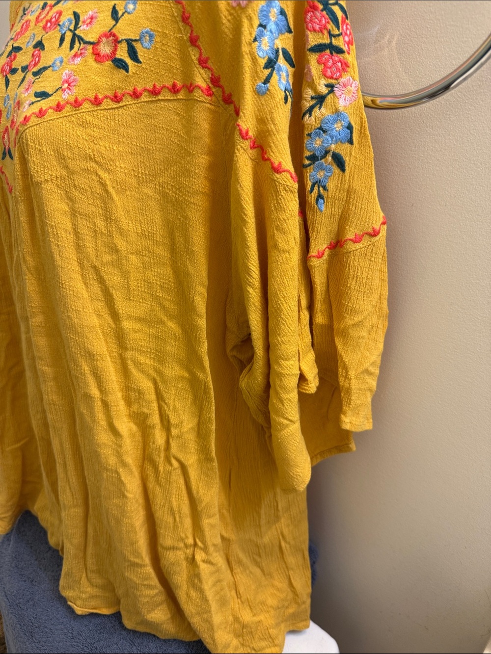 Embroidered Boho Women’s Top - Mustard - Picture 9 of 12
